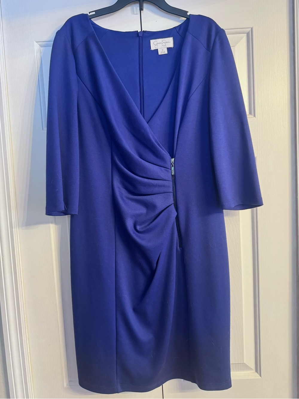 Jessica Simpson Royal Blue Draped Sheath Dress with zipper detail